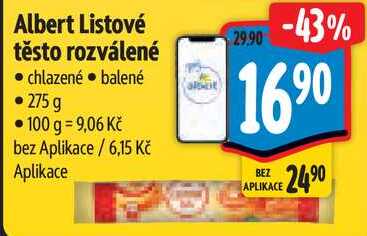 Albert Listové těsto rozválené, 275 g 