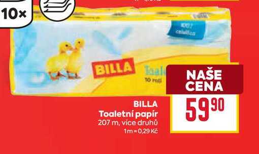 BILLA Toaletní papír 207 m BILLA