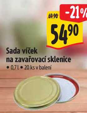 Sada víček na zavařovací sklenice, 20 ks