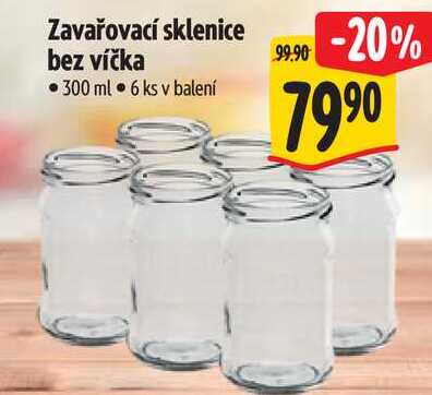 Zavařovací sklenice bez víčka, 6 ks