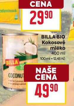 BILLA BIO Kokosové mléko 400 ml