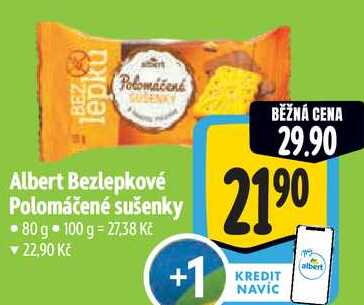 Albert Bezlepkové Polomáčené sušenky, 80 g