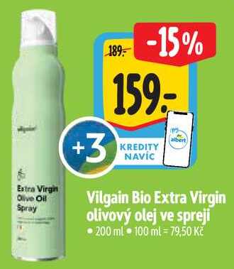 Vilgain Bio Extra Virgin olivový olej ve spreji, 200 ml 