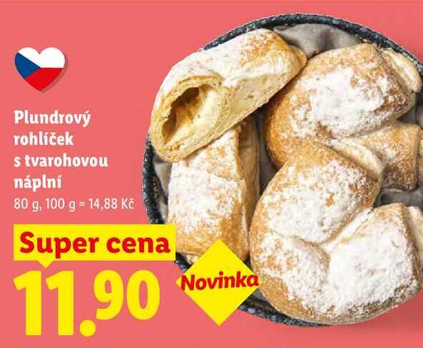 Plundrový rohlíček s tvarohovou náplní, 80 g