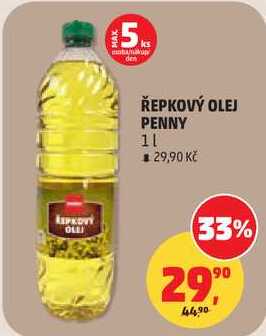 ŘEPKOVÝ OLEJ PENNY, 1 l 