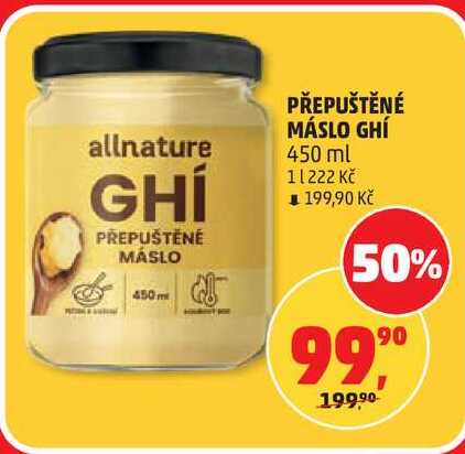 allnature GHÍ PŘEPUŠTĚNÉ MÁSLO, 450 ml