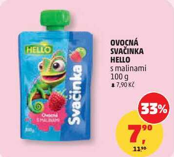OVOCNÁ SVAČINKA HELLO s malinami, 100 g Penny Market