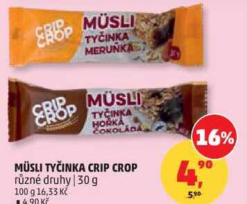 MÜSLI TYČINKA CRIP CROP různé druhy, 30 g 