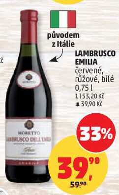 LAMBRUSCO EMILIA červené, růžové, bílé, 0,75 l