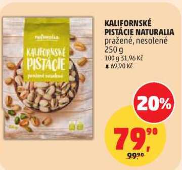 KALIFORNSKÉ PISTÁCIE NATURALIA pražené, nesolené, 250 g 