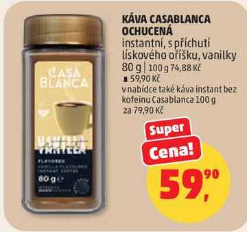 KÁVA CASABLANCA OCHUCENÁ instantní, s příchutí lískového oříšku, 80 g