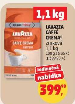 LAVAZZA CAFFÉ CREMA zrnková, 1,1 kg