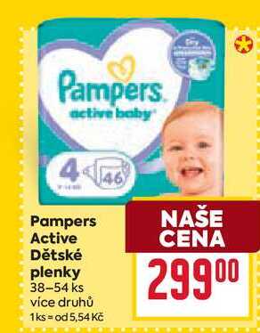 Pampers Active Dětské plenky 38-54 ks BILLA