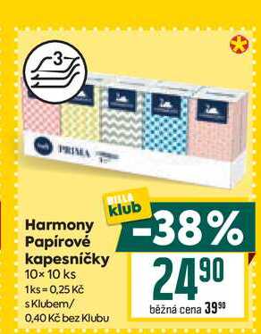 Harmony Papírové kapesníčky 10x 10 ks 