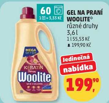 GEL NA PRANÍ WOOLITE různé druhy, 3,6 l