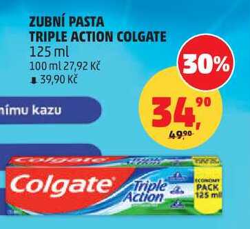 COLGATE triple action zubní pasta, 125 ml