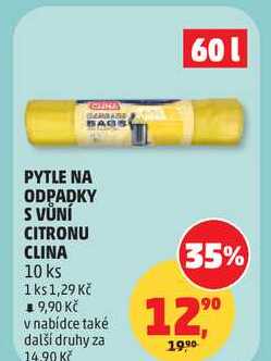 PYTLE NA ODPADKY S VŮNÍ CITRONU CLINA, 10 ks Penny Market