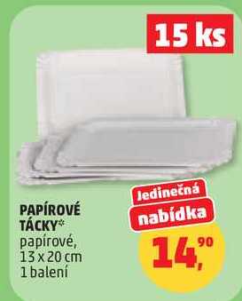 PAPÍROVÉ TÁCKY nabídka papírové, 13 x 20 cm, 1 balení 