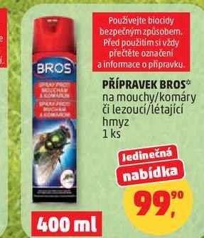 PŘÍPRAVEK BROS na mouchy/komáry či lezoucí/létající hmyz, 1 ks