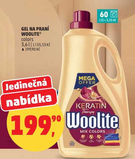 GEL NA PRANÍ WOOLITE colors, 3,6 l Penny Market