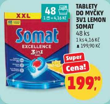 TABLETY DO MYČKY 3V1 LEMON SOMAT, 48 ks 