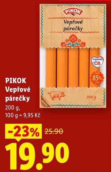 PIKOK Vepřové párečky, 200 g