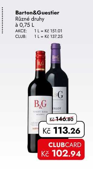 Barton&Guestier Různé druhy à 0,75 L