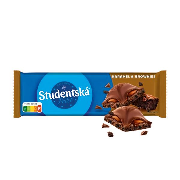 ORION Studentská Pečeť hořká čokoláda Caramel & Brownies, čokoláda s kakaovou a karamelovou náplní