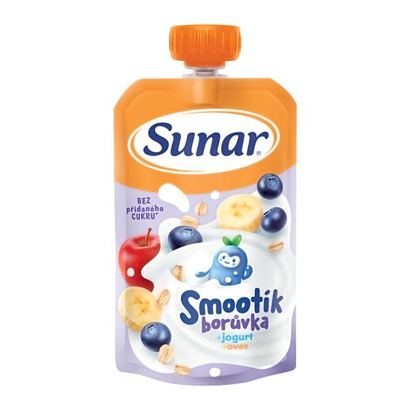 Sunar Smootík dětská kapsička borůvka, jogurt, ovesné vločky, 12 m+ Košík.cz
