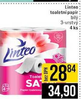 Linteo toaletní papír bilý 3-vrstvý 4 ks 