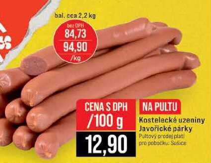 Kostelecké uzeniny Javořické párky 100g