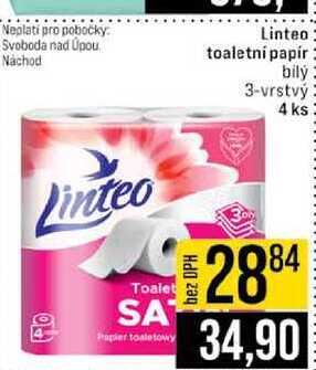 Linteo toaletní papír bilý 3-vrstvý 4 ks 