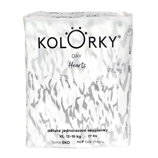 Kolorky Day Jednorázové eko plenky srdce XL (12-16 kg) Košík.cz