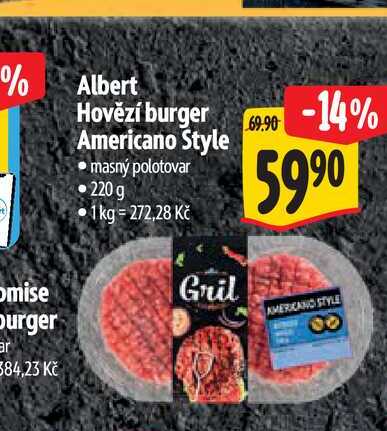 Albert Hovězí burger Americano Style 220 g