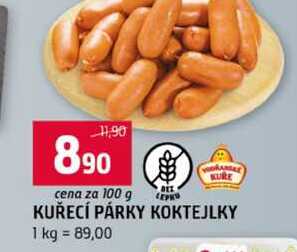 KUŘECÍ PÁRKY KOKTEJLKY 100g