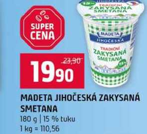 MADETA JIHOČESKÁ ZAKYSANÁ SMETANA 180 g 15 % tuku  