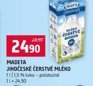 MLEKO ČERSTVÉ JIHOČESKÉ ČERSTVÉ MLÉKO 1l 1,5% tuku polotučné