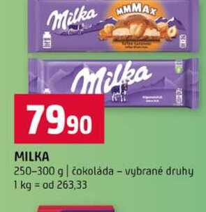MILKA 250-300 g čokoláda vybrané druhy