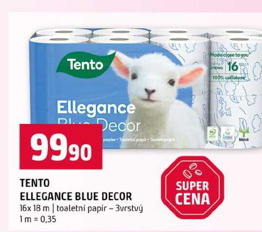 TENTO ELLEGANCE BLUE DECOR 16x 18 m toaletní papír 3vrstvý Terno