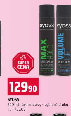 SYOSS 300 ml lak na vlasy vybrané druhy