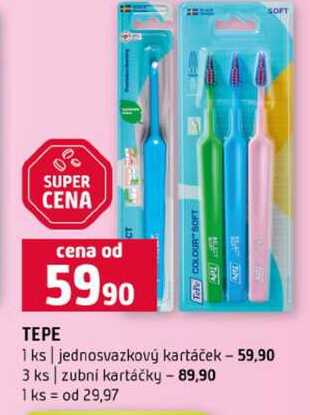 TEPE 1 ks jednosvazkový kartáček 3 ks zubní kartáčky Terno