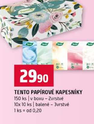 TENTO PAPÍROVÉ KAPESNÍKY 150 ks v boxu 2vrstvé 10x 10 ks balené 3vrstvé Terno