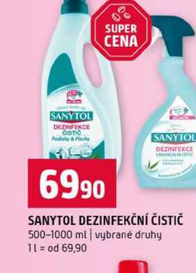 SANYTOL DEZINFEKČNÍ ČISTIČ 500-1000 ml vybrané druhy 