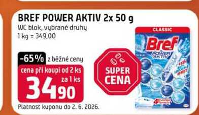 BREF POWER AKTIV 2x 50 g WC blok, vybrané druhy 