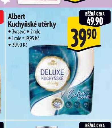Albert Kuchyňské utěrky 3vrstvé 2 role