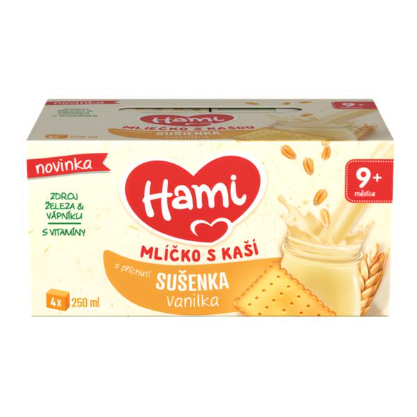 Hami Mlíčko s kaší s příchutí sušenka-vanilka, 4x 250 ml Košík.cz