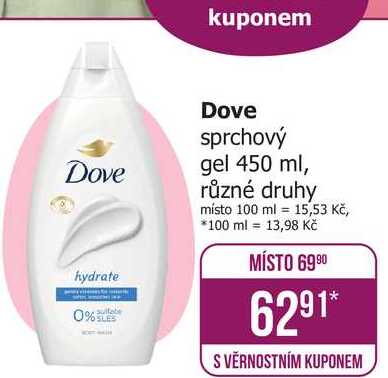 Dove sprchový gel 450 ml, různé druhy Teta drogerie