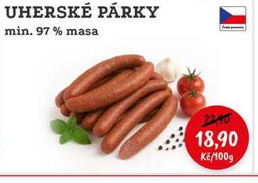 UHERSKÉ PÁRKY min. 97% masa 100g
