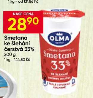 OLMA Smetana ke šlehání čerstvá 33% 200 g