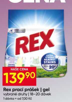 Rex prací prášek, gel vybrané druhy 18-20 dávek Hruška